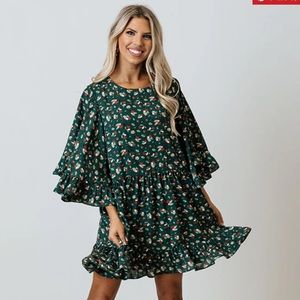 Impressions Boutique - Floral Shift Dress in Forest - Size Large - NEW WITH TAGS